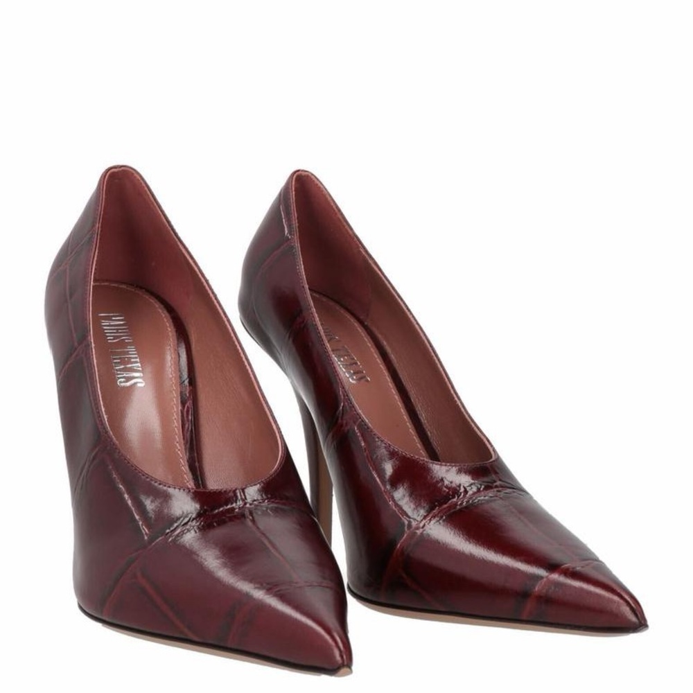 Paris Texas Burgundy Leather Croc Jessic 105 High-Heel Pointed Pumps Size 6 NWT